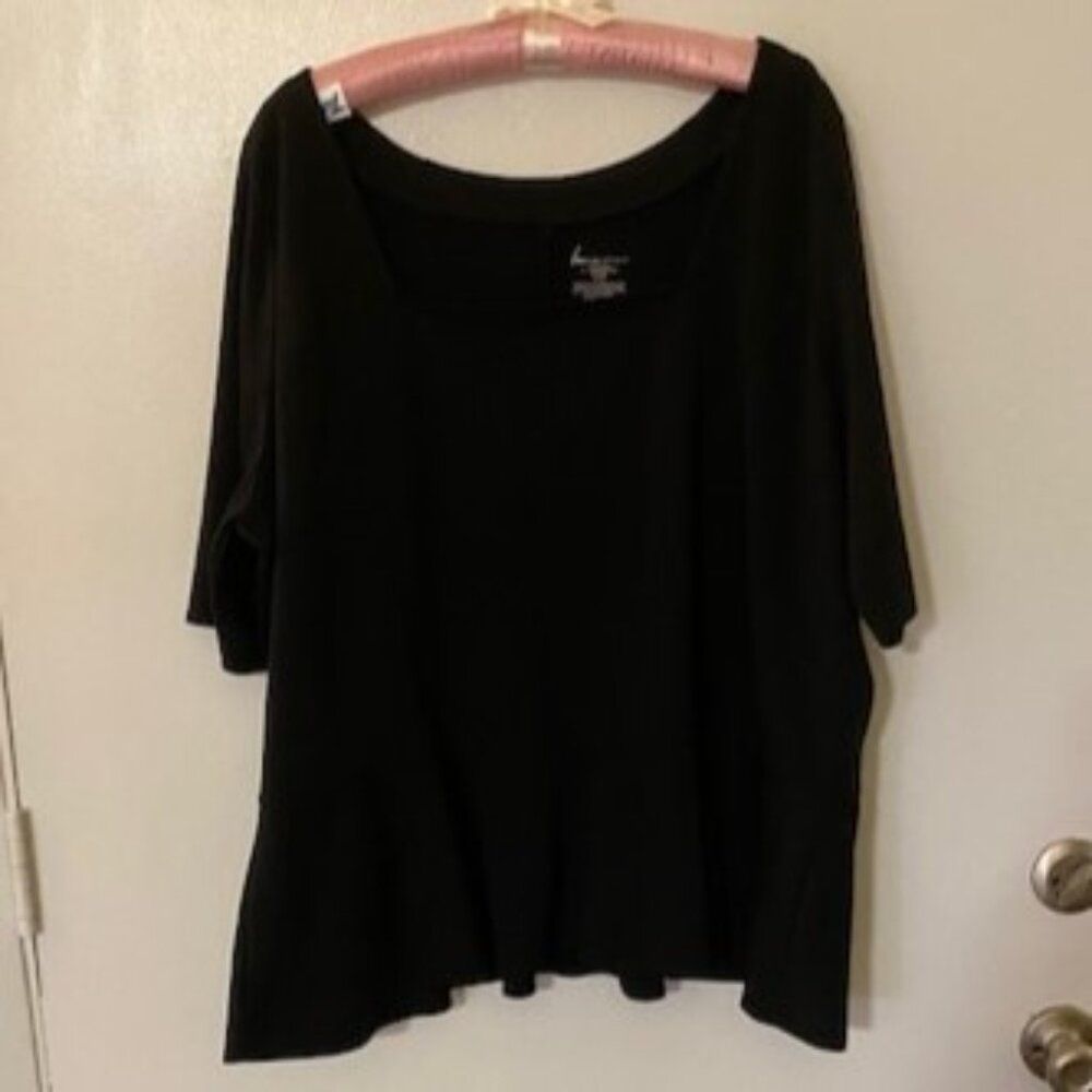 Lane Bryant Black Short Sleeved Peplum Top